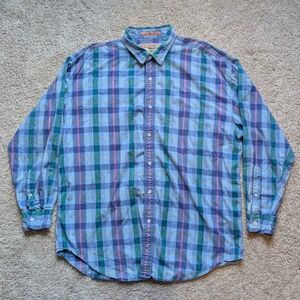 VTG American Terrain by Robert Pfitz Plaid Long Sleeve Button Up Shirt Men's XL